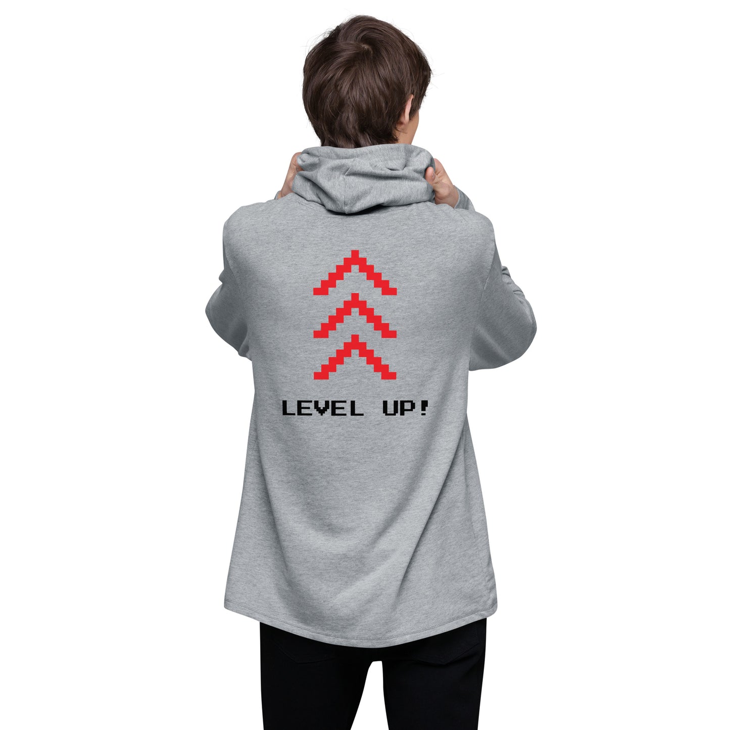 "Level Up" Grey Unisex Lightweight Hoodie